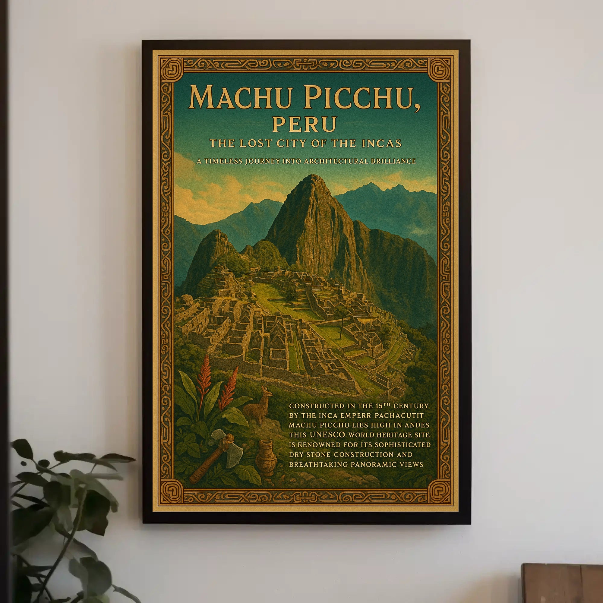 Machu Picchu Vintage Lost City Travel Poster