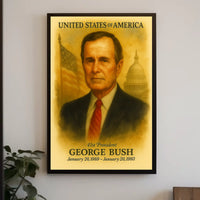 George H. W. Bush 41st President of the United States Vintage Watercolor Poster