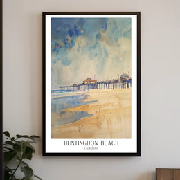 Huntington Beach Pier Watercolor Travel Poster PosterGoat