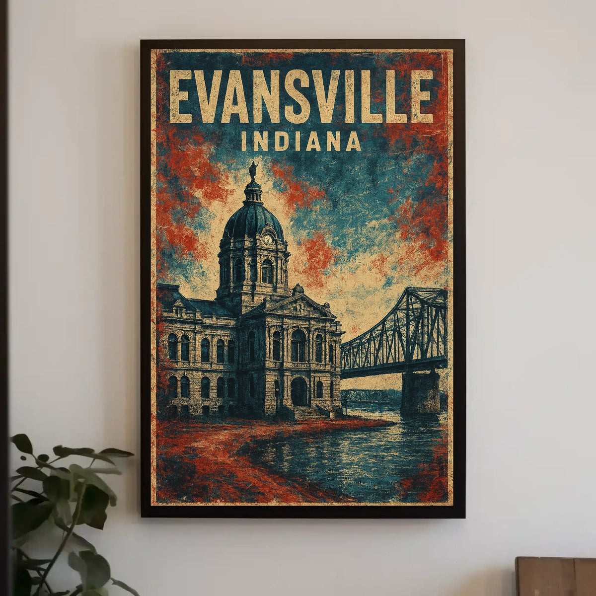 Evansville, Indiana Architectural Poster