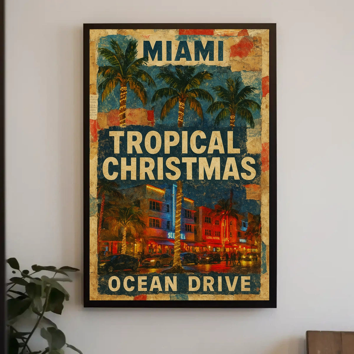 Miami Tropical Christmas Poster