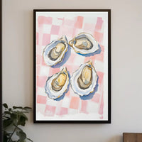 Oysters Checkered Table Poster Watercolor Print
