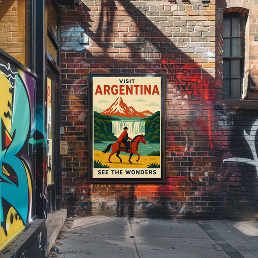 Visit Argentina Gaucho Waterfalls Adventure Travel Poster