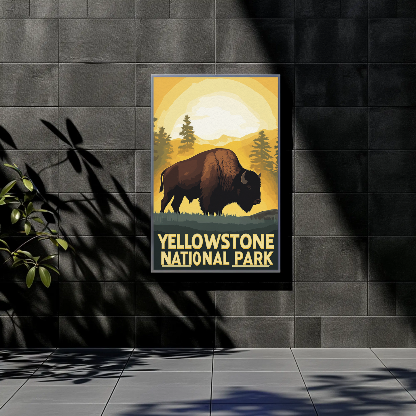 Yellowstone National Park Bison Vintage Poster