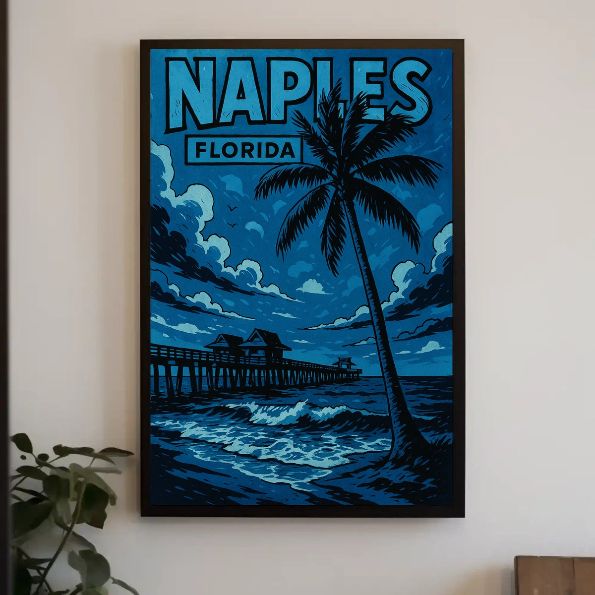 Naples Florida Poster Coastal Wall Art for Beach Decor