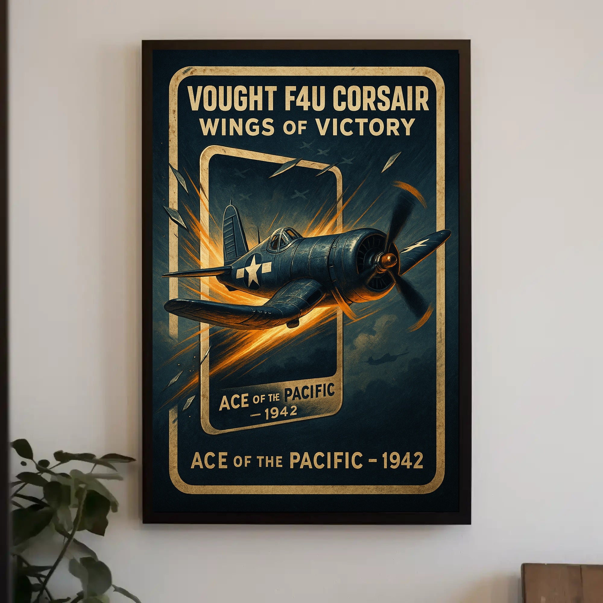 Vought F4U Corsair WWII Vintage Aviation Poster