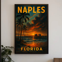 Naples Florida Sunset Poster Wall Art For Coastal Decor