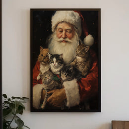 Santa Claus With Kittens Poster