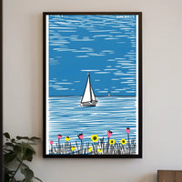 Sailboat Poster Coastal Minimalist Wall Art Print