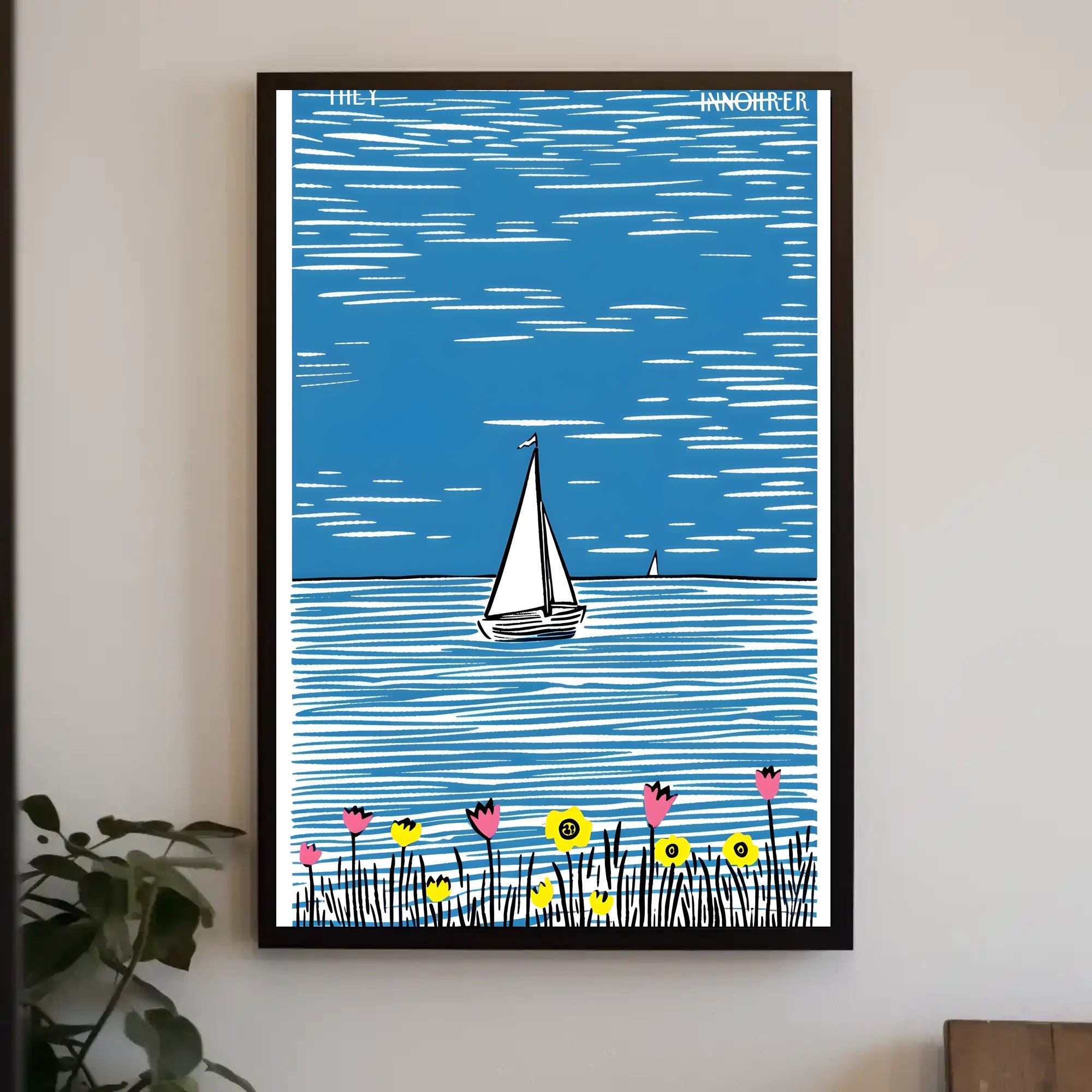 Sailboat Poster Coastal Minimalist Wall Art Print