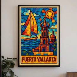 Puerto Vallarta Stained Glass Art Poster