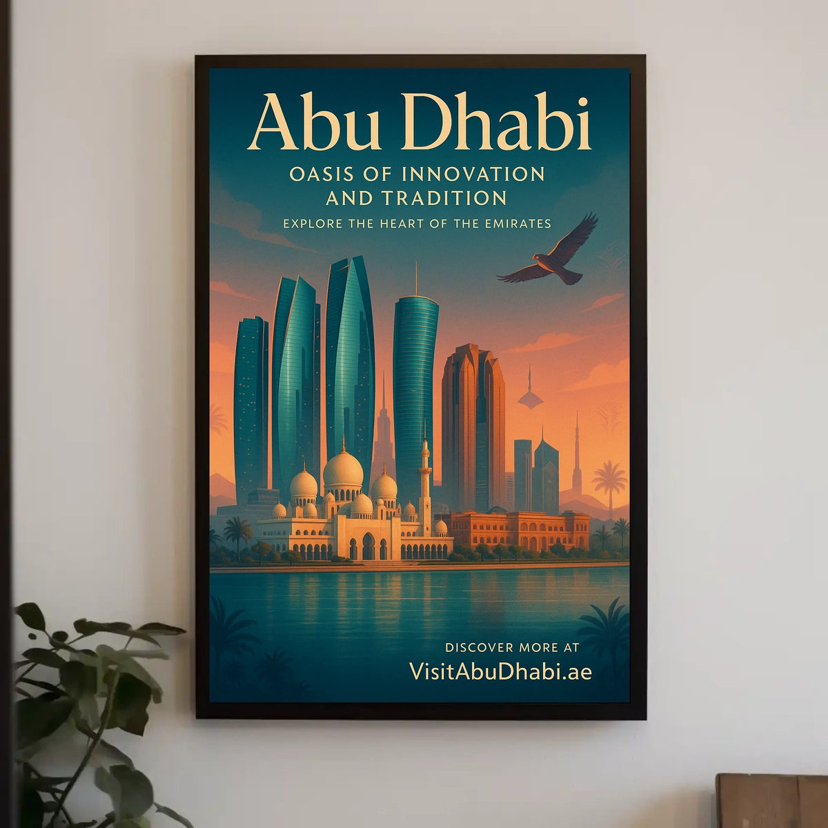 Abu Dhabi Skyline Modernity and Tradition Travel Poster