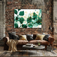 Abstract Elegance in Green and Gold Poster