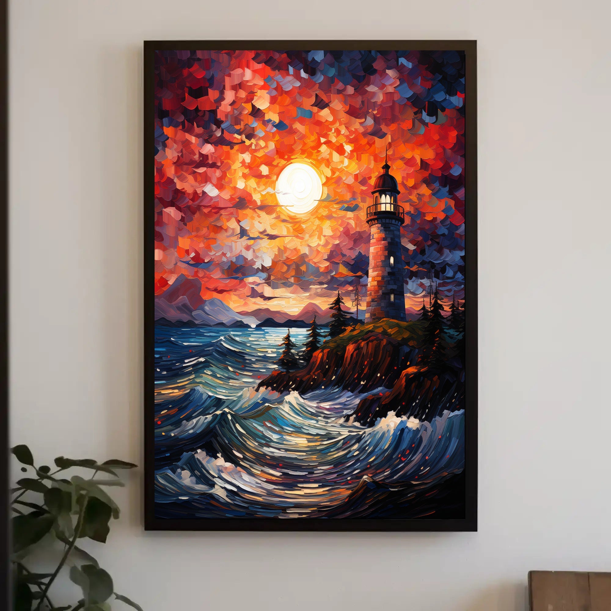 Lighthouse At Sunset Poster