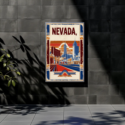 Nevada USA Desert Skyline Retro Vintage Travel Poster
