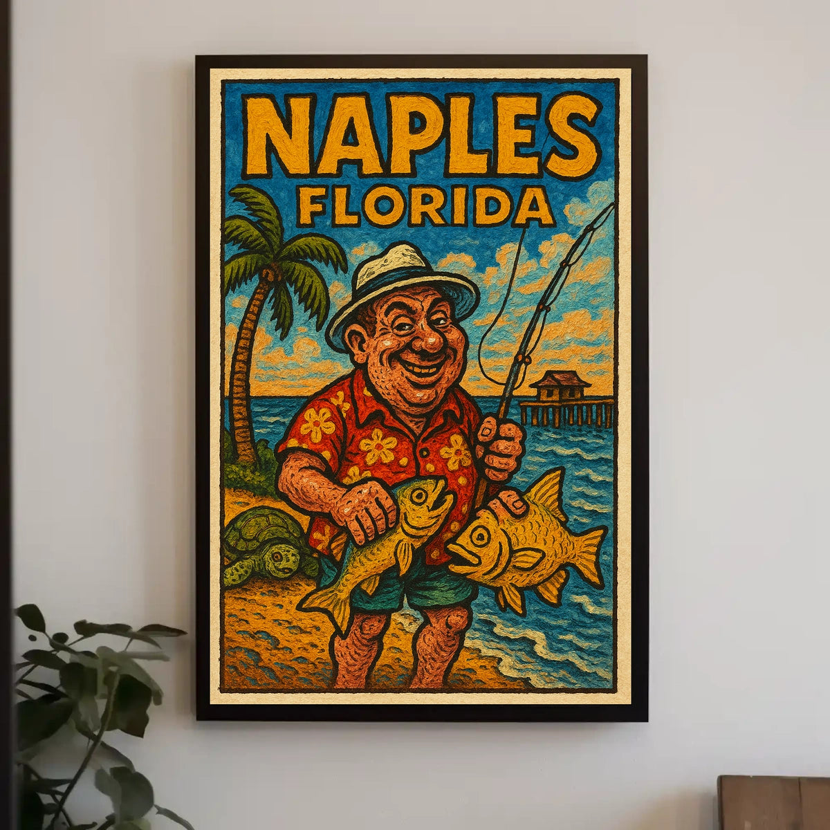 Naples Florida Fishing Paradise Poster Wall Art Decor
