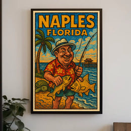 Naples Florida Fishing Paradise Poster Wall Art Decor