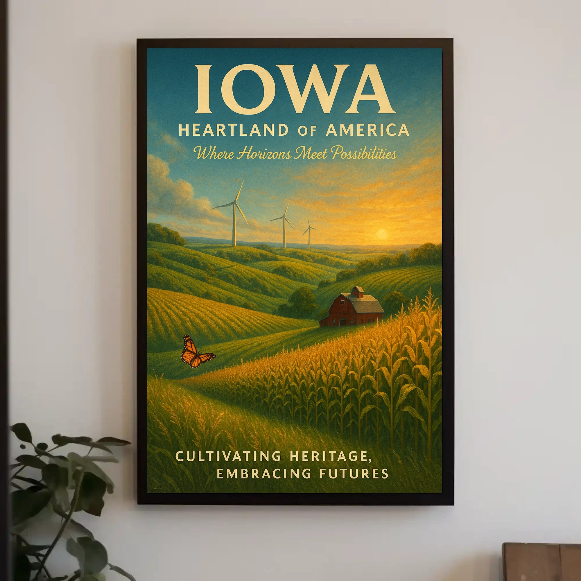 Serene Rural Iowa Landscape Art Print - Cultural or Heritage Poster
