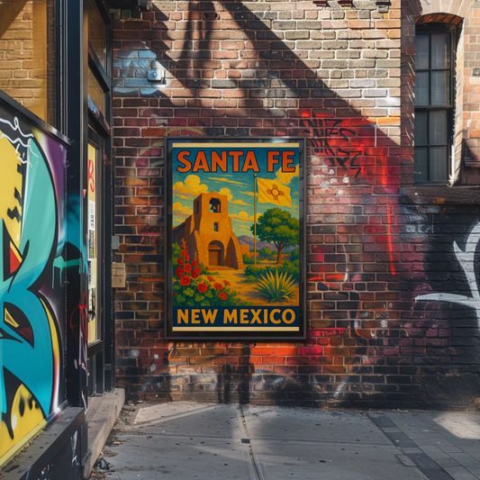 Santa Fe Adobe Charm, Mid-Century Travel Poster