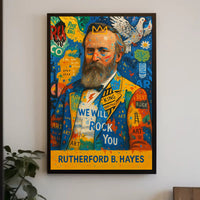 Colorful Bearded Man Portrait with Musical Elements Poster