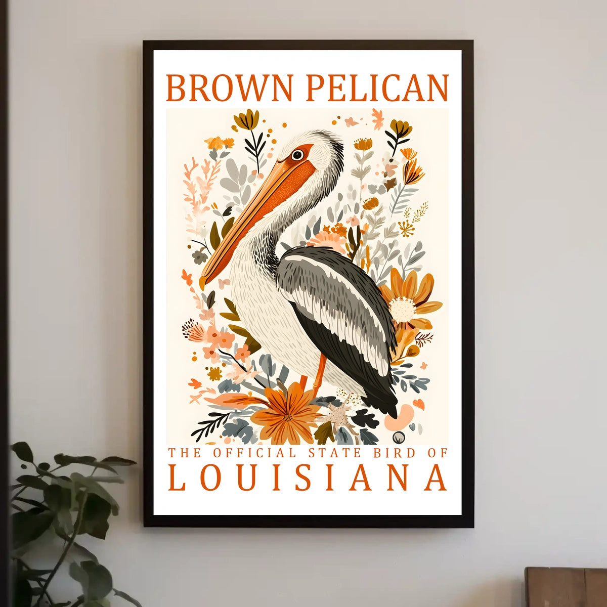 Brown Pelican Louisiana Nature Art Poster Print