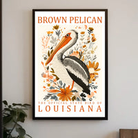 Brown Pelican Louisiana Nature Art Poster Print