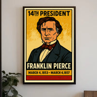 Franklin Pierce 14th President of the United States Inked Comic Style Poster