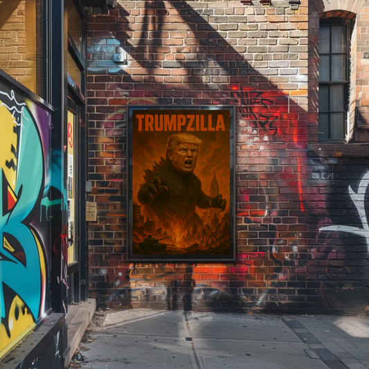 Trumpzilla Parody Vintage Travel Poster Funny Political Art