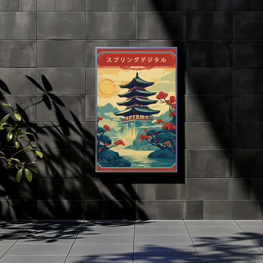 Japan Pagoda Vintage Travel Poster
