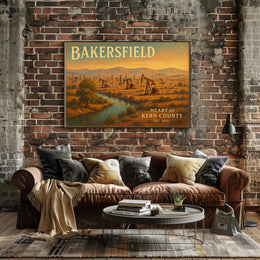 Bakersfield Oil Fields Vintage Poster Art