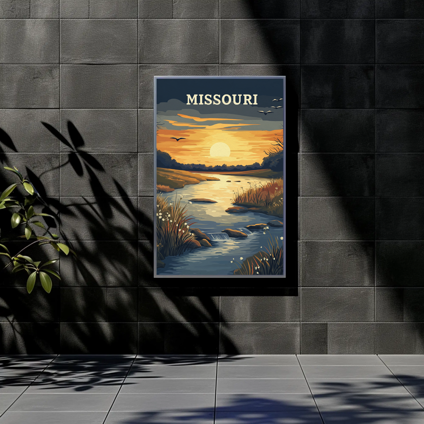 Missouri River Sunset Vintage Poster