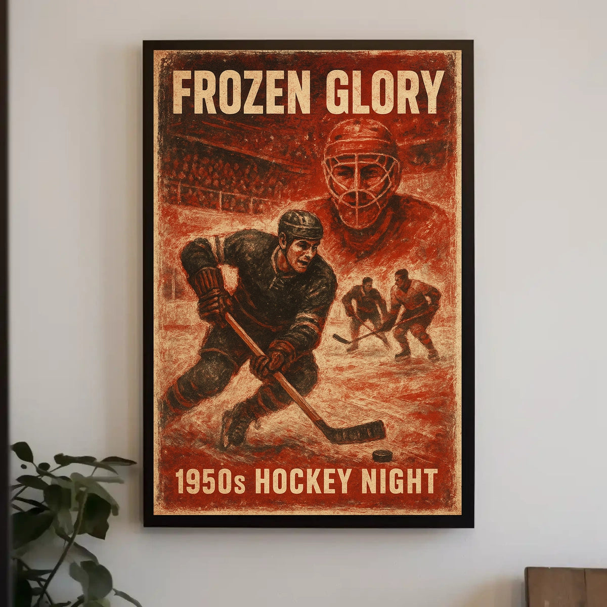 Frozen Glory Vintage Hockey Nostalgia Poster