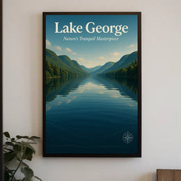 Lake George New York Scenic Poster Vintage Wall Art