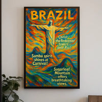 Brazilian Carnival Vibes: Rio Landmarks Art Poster