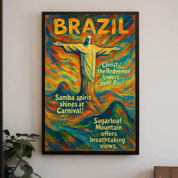 Brazilian Carnival Vibes: Rio Landmarks Art Poster