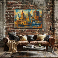 Maseru Skyline Wanderlust Vibrant Cityscape Digital Poster