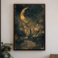 Vintage Carnival Moonlit Scene Under Gothic Artistic Poster PosterGoat