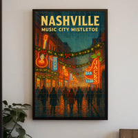 Nashville Music City Mistletoe Poster