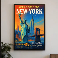 New York City Skyline Vintage Urban or Cityscape Poster