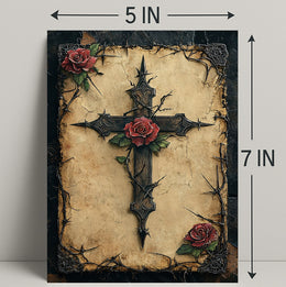 Thorned Cross And Roses Poster
