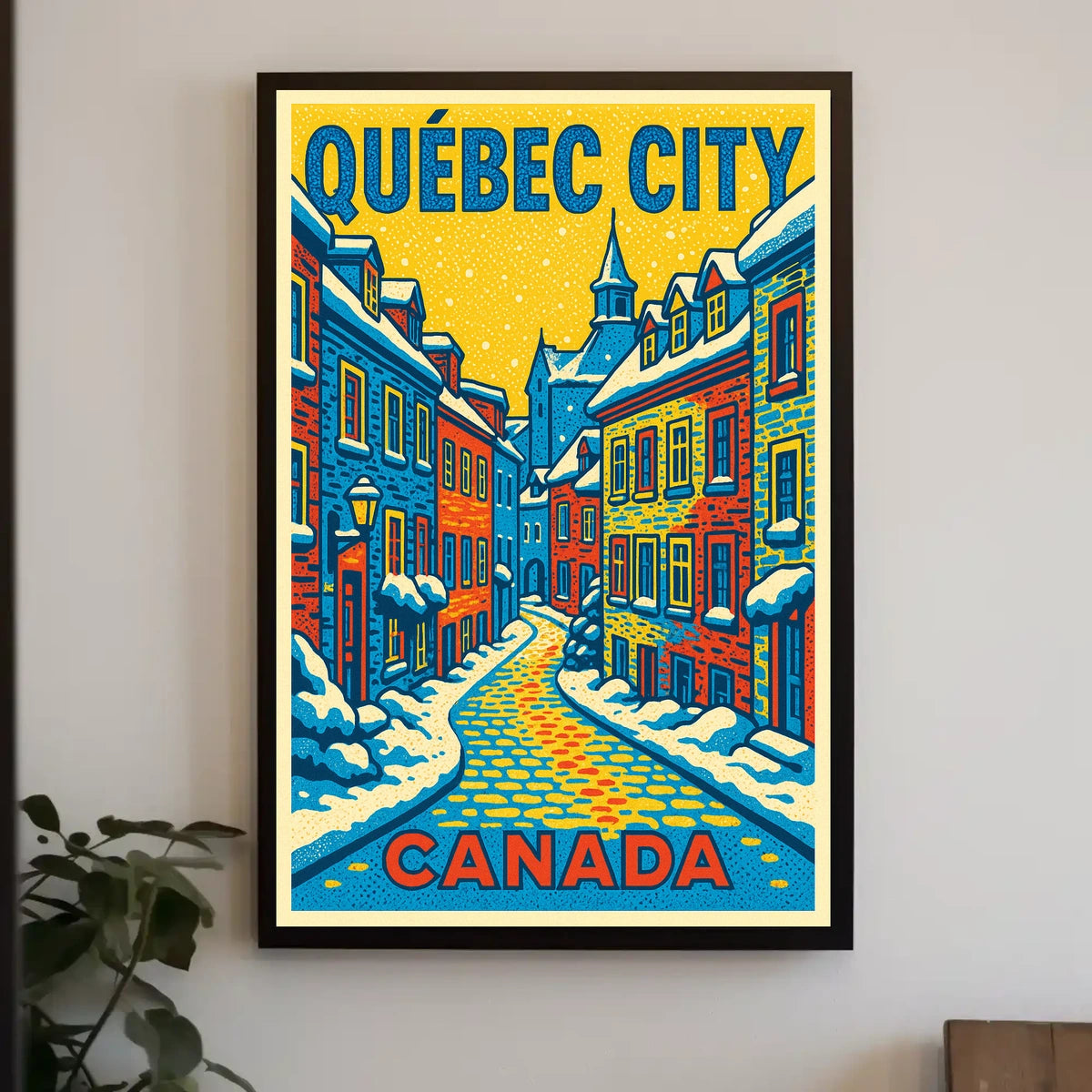 Québec City Winter Charm Pop Art Travel Poster