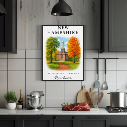 New Hampshire, Manchester Signature Series Vintage Travel Poster