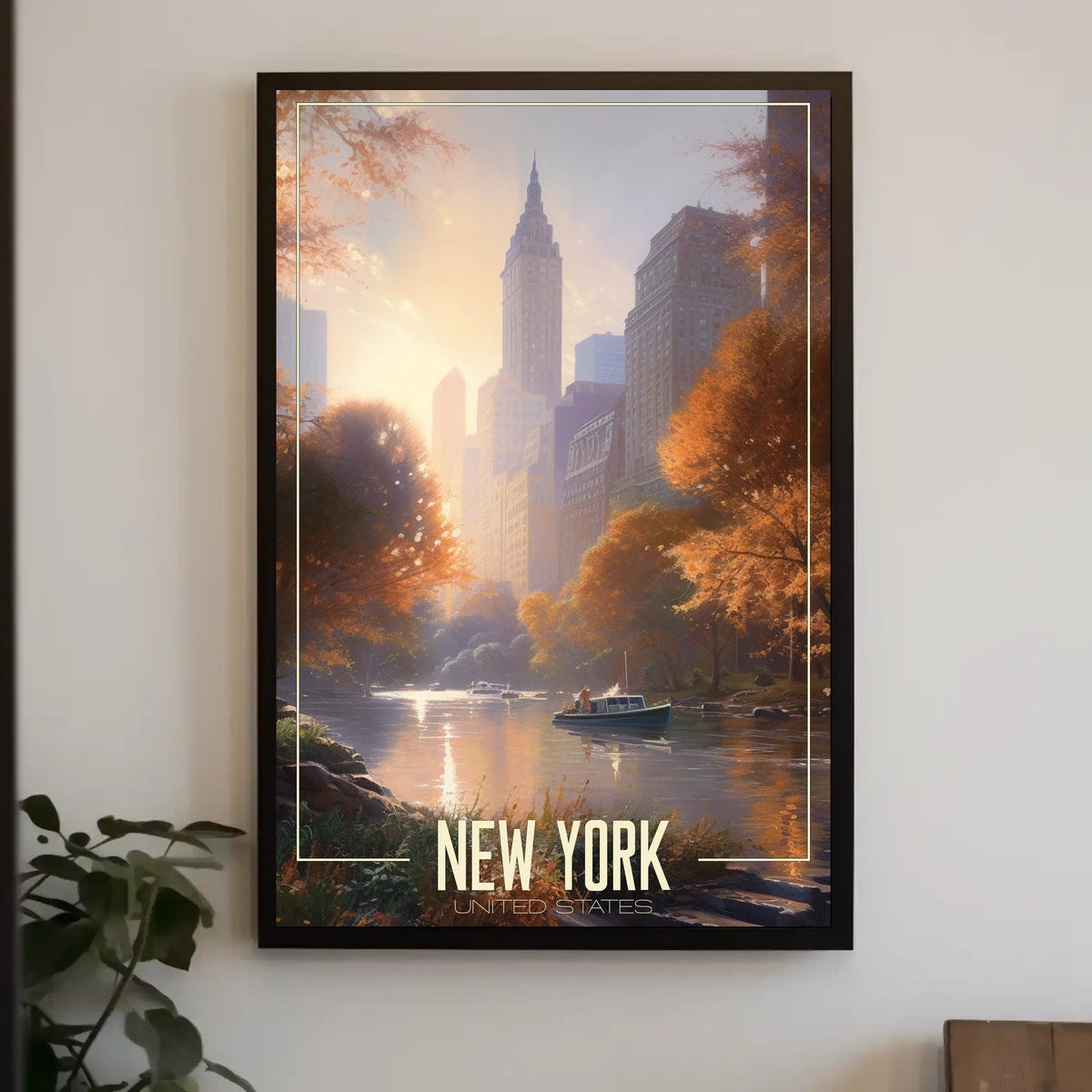 New York City Autumn Scene Poster Abstract Wall Art