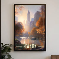 New York City Autumn Scene Poster Abstract Wall Art