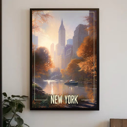 New York City Autumn Scene Poster Abstract Wall Art