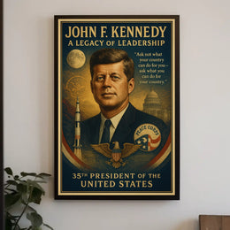 JFK Legacy Patriotic Leadership Vintage Art Poster