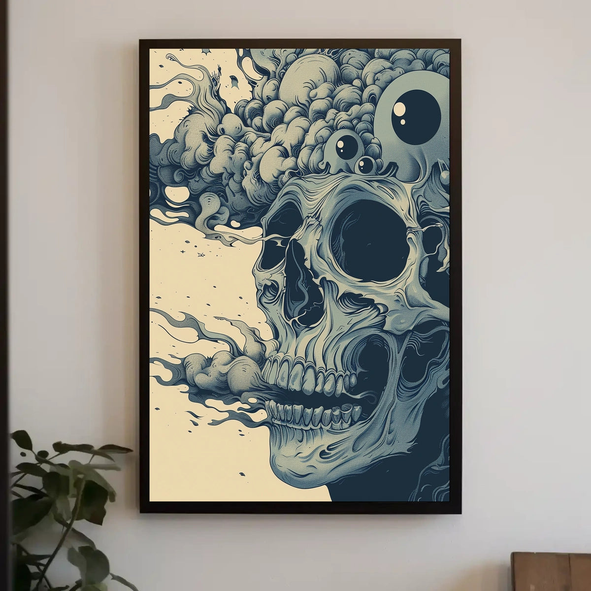 Surreal Skull Art Poster with Vintage Eerie Design