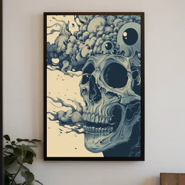 Surreal Skull Art Poster with Vintage Eerie Design