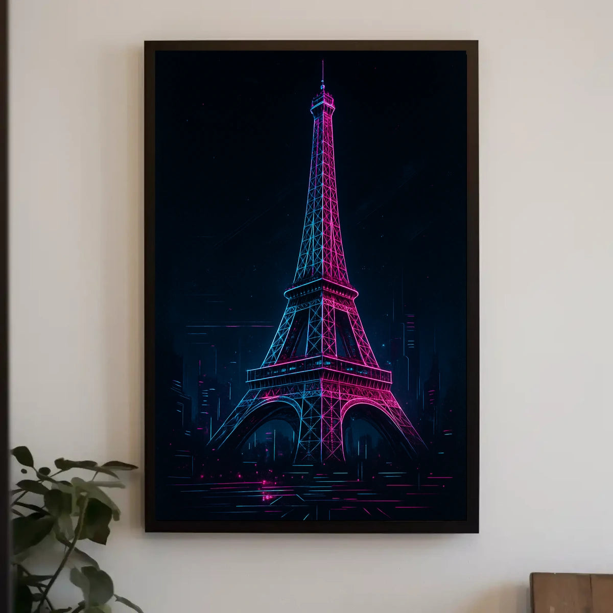 Neon Eiffel Tower Poster