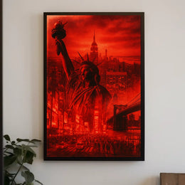 New York City Poster Abstract Dystopian Skyline Wall Art